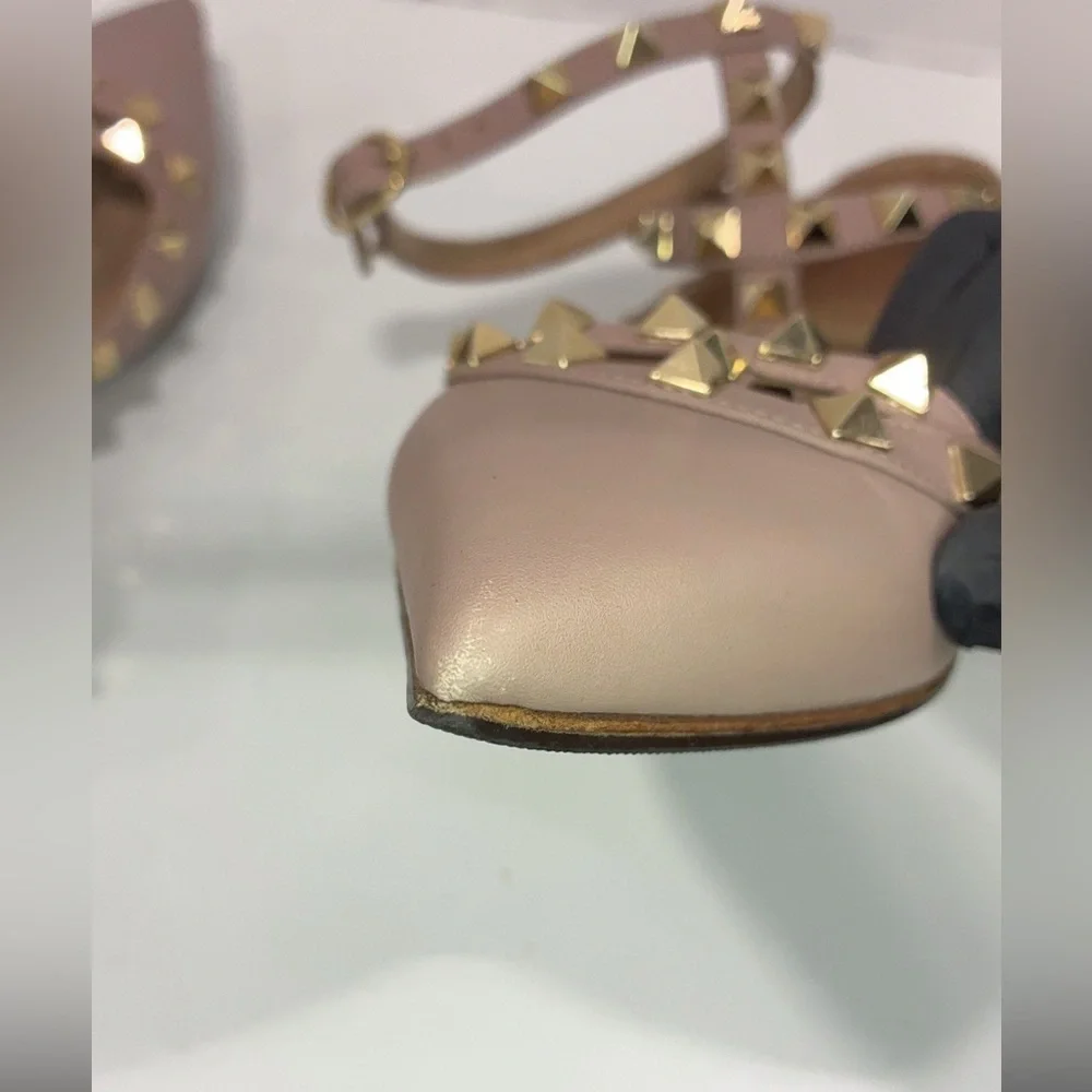 Valentino Dusty Pink Patent Leather Rockstud Caged Ballet Flats Size 38 - Picture 4 of 11